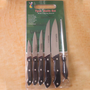 Regalo <span class=keywords><strong>de</strong></span> promoción, venta al por mayor, barato, 7 Uds., mango <span class=keywords><strong>de</strong></span> plástico, herramientas <span class=keywords><strong>de</strong></span> cocina <span class=keywords><strong>de</strong></span> acero inoxidable, juego <span class=keywords><strong>de</strong></span> cuchillos con tabla <span class=keywords><strong>de</strong></span> cortar - Product Image 6