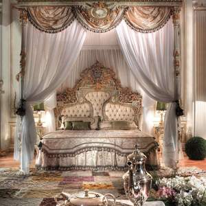 Lit double français, style palais italien, villa de luxe, lit de mariage, rococo, princesse européenne, bois massif, chambre principale, grand lit, doux - Product Image 5