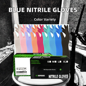 <span class=keywords><strong>Gants</strong></span> en nitrile jetables bleus sans latex pour usage domestique, industriel, alimentaire, tatouage, nail art, salon de beauté, mécanique, taille S - Product Image 3