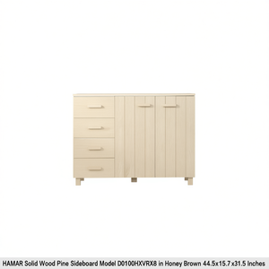 Credenza HAMAR in Legno Massello di Pino 44.5x15.7x31.5 Pollici Marrone Miele, Mobile Contenitore - Product Image 1