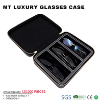 Estuche de viaje de gafas de sol de cuero genuino o Pu con cremallera dura con logotipo personalizado