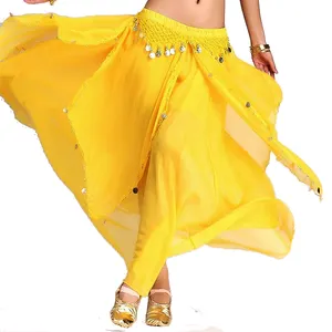 Chân Váy Múa Bụng Ấn Độ Giá Rẻ, Trang Phục Lễ Hội Bằng Vải Voan Màu Đỏ
