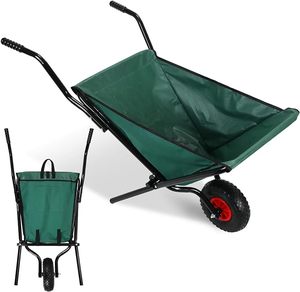 Collapsible Folding Lightweight Gardening Wheelbarrow Heavy Duty Oxford Cloth Green Lawn <strong>Cart</strong> for Grass - Product Image 1