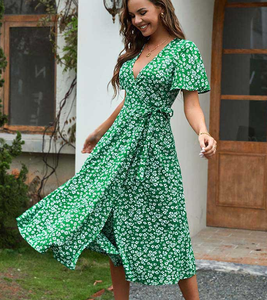 2023 nuovo abito Boho stampato a pieghe vestito estivo Sexy <span class=keywords><strong>abbigliamento</strong></span> <span class=keywords><strong>donna</strong></span> - Product Image 6