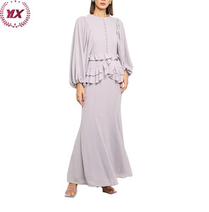 Mousseline de Soie Personnalisée Élégante Ethnique Femme Fantaisie Arabe Soirée Formelle Simple Et Digne Ambiance <span class=keywords><strong>Baju</strong></span> <span class=keywords><strong>Kurung</strong></span> Pour Musulmane - Product Image 2