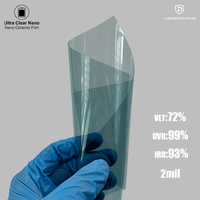 Película de tinte para ventanas de coche PET Glass Tint Film, con nanotecnología, bloquea rayos UV e IR, antiarañazos, alta definición, 2mil, película solar para ventanas, 5 años de duración.