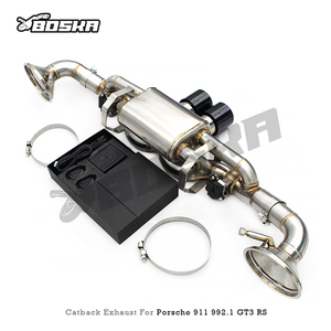 Échappement Catback à montage direct pour Porsche 911 992/992.1/992.2 BOSKA en acier inoxydable 304 avec finition polie miroir 1,5 mm d'épaisseur - Product Image 2