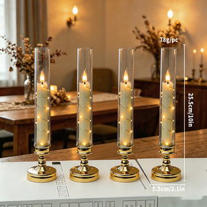 LED Long <b>Pole</b> Electronic Candle Lamp Ornament Remote Control String <b>Light</b> Simulation Candle Holder Wedding Decor Christmas Style - Product Image 5
