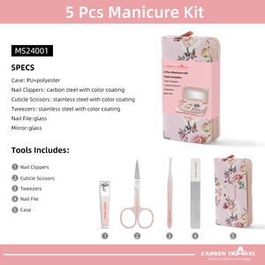 Beau revêtement rose 5 en 1 Kit <span class=keywords><strong>de</strong></span> manucure pour ongles Kit <span class=keywords><strong>de</strong></span> soin des ongles outils <span class=keywords><strong>de</strong></span> manucure pour ongles avec étui <span class=keywords><strong>de</strong></span> transport cadeau pour <span class=keywords><strong>dame</strong></span> - Product Image 6