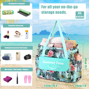 Bolsa de Playa Plegable Impermeable de Gran Tamaño Personalizada con Compartimento para Ropa Mojada, Bolsa de Viaje de Verano, Bolsa de Mano para la Playa - Product Image 2