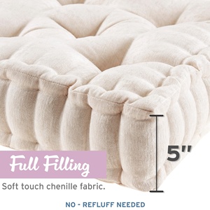 Coussin de sol Azza Pouf carré avec bord festonné Coussin de banc hypoallergénique - Product Image 3