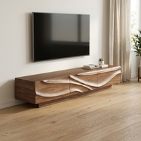 Meuble TV design couleur bois, support au sol, console TV moderne et créative pour salon, vente en gros d'usine