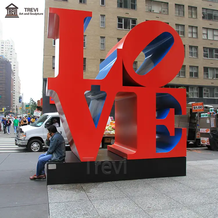 Outdoor Garden Modern Abstract Art Polished Letter Love Stainless Steel Metal Statue Sculpture
