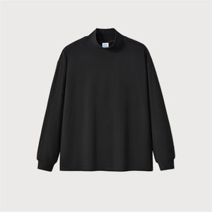 Custom Logo High Quality Luxury Heavy Weight <b>T</b>-<b>shirt</b> Cotton Spandex Oversized Blank Mock Neck <b>Long</b> <b>Sleeve</b> <b>T</b> <b>Shirts</b> - Product Image 5