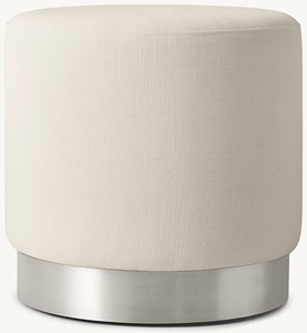 Modern Round Fabric Upholstered Ottoman <strong>Pouffe</strong> with Gold Base for Living Room Sofas and Bedroom Sets Luxury - Product Image 2