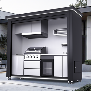 Cucina <span class=keywords><strong>Mobile</strong></span> Integrata in Alluminio per Esterni con Tenda Idraulica, Barbecue, Frigorifero per Vino, Fast Food e Gelato per Villa e Giardino - Product Image 3