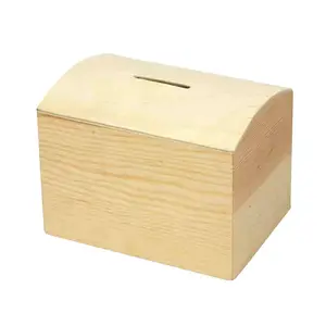 Alcancía de madera, cofre liso, caja para guardar dinero, regalo