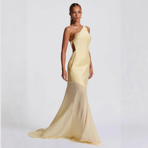 Biraz omuz kolsuz Backless donatılmış seksi askısız <span class=keywords><strong>Net</strong></span> kumaş zemin uzunlukta sonbahar sportif katı Ruffles Trendy balık kuyruğu - Product Image 4