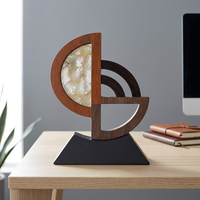 Sculpture géométrique moderne en bois, design abstrait rond, pièce d'art décorative pour la maison, artisanat tribal fait main, soudé