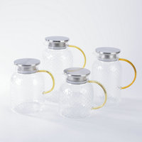 Grand pot à lait en verre borosilicaté Carafe à boisson Verseur en verre avec couvercle