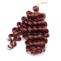 Extensions de cheveux synthétiques tressés au crochet, style Bob Boho, boucles italiennes, Jumbo, ondulations profondes courtes, marron, 8 pouces, trame simple