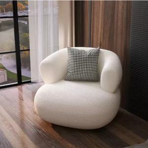 Factory Wholesale Price <b>Comfortable</b> Boucle Upholstery Lounge <b>Armchair</b> Modern Delightful Relaxation Round Shape Barrel Chair - Product Image 2