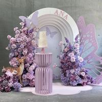 Composition florale artificielle rose et violette en rangée pour mariage, anniversaire, fête prénatale, décoration de scène et arche