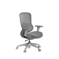 Chaise de bureau en maille grise moderne et confortable, pivotante, dossier mi-haut, assise en maille, hauteur réglable, pour tâches variées