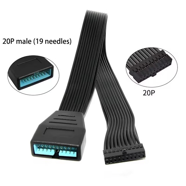 USB 3.0 Header Extension Cable Low Profile USB 3.0 Internal 19/20 Pin Header Extender Motherboard Adapter