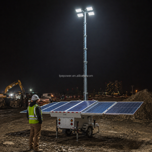 TPE-1800LH Hybrid <b>Solar</b> Mobile Light Tower 153000LM Trailer LED Lighting Tower With 9m Hydraulic Mast for Construction Mining TP - Product Image 4