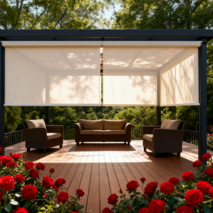 Écrans zippés rétractables pour l'intégration de la maison intelligente, réduction du bruit électrique et résistance au vent pour les gazebos - Product Image 1
