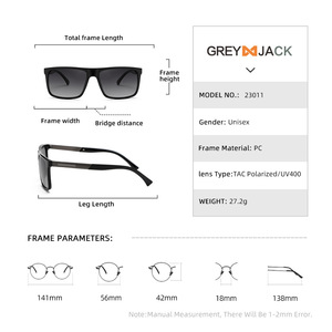 Gafas de sol Greyjack con montura grande, montura de PC, lentes TAC UV400, unisex, visión nocturna, tipo 3, color negro - Product Image 3