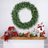 Guirlande de Noël pré-éclairée de haute qualité avec lumières LED blanc chaud, guirlande de Noël artificielle pour la décoration des fêtes