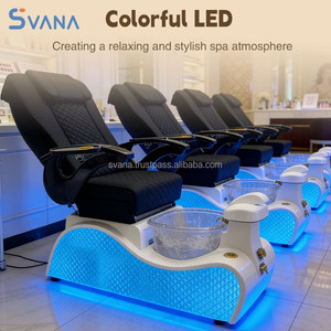 Fauteuil de pédicure électrique de luxe moderne et réglable rose pour salon de beauté, avec massage du dos et spa pour les pieds, LED 7 couleurs - Product Image 6
