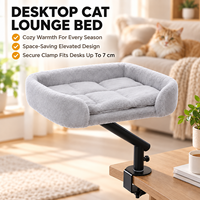 Lit de bureau pour chat, pivotant à 360 degrés, avec rembourrage confortable et pince robuste pour une utilisation sur table intérieure