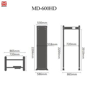 Metal Detector ad Alta Prestazione con 63 Zone per Porte di Sicurezza, Scanner Corporeo per Aeroporti, Durevole, Colore Oro - Product Image 2