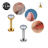 Anneau de lèvre en titane ASTM F136 avec zircone cubique taille princesse, bijou de piercing labret pour cadeau de mariage, vente en gros personnalisée ODM