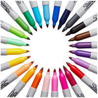 Marqueur Sharpie à base d'huile américain 30001, stylo à pointes obliques sans poussière pour atelier, pointe de pinceau oblique pour papier, plastique, effaçable à l'air