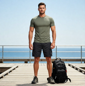 T-shirt sportif pour homme, respirant, anti-froissement, brodé - Parfait pour la salle de sport et les entraînements actifs - Product Image 2