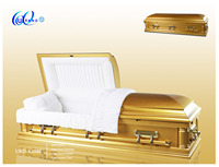 Ataúd de Madera para Funeral al Mejor Precio al por Mayor en China, Ataúd Dorado Estilo Americano