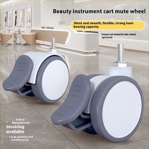 Universal 3/4/5inch Medical Equipment <strong>Casters</strong> Silent TPR Rubber Steel Beauty Instrument Wheels for Bed Furniture Screw-On Double - Product Image 1