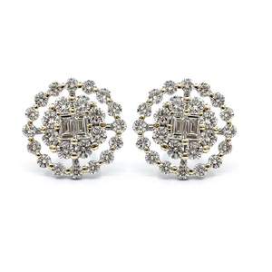 Bijoux fins Top ventes meilleure qualité 18k or jaune massif diamant naturel forme ronde Grace boucles d'oreilles goujon pour cadeau - Product Image 1