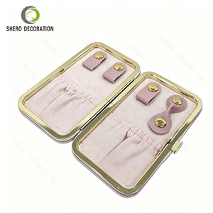 Customizable Mini Travel Jewelry <b>Box</b> Fashion Metal Lock Design Portable <b>Large</b> Capacity Velvet Jewellery Organizer - Product Image 4