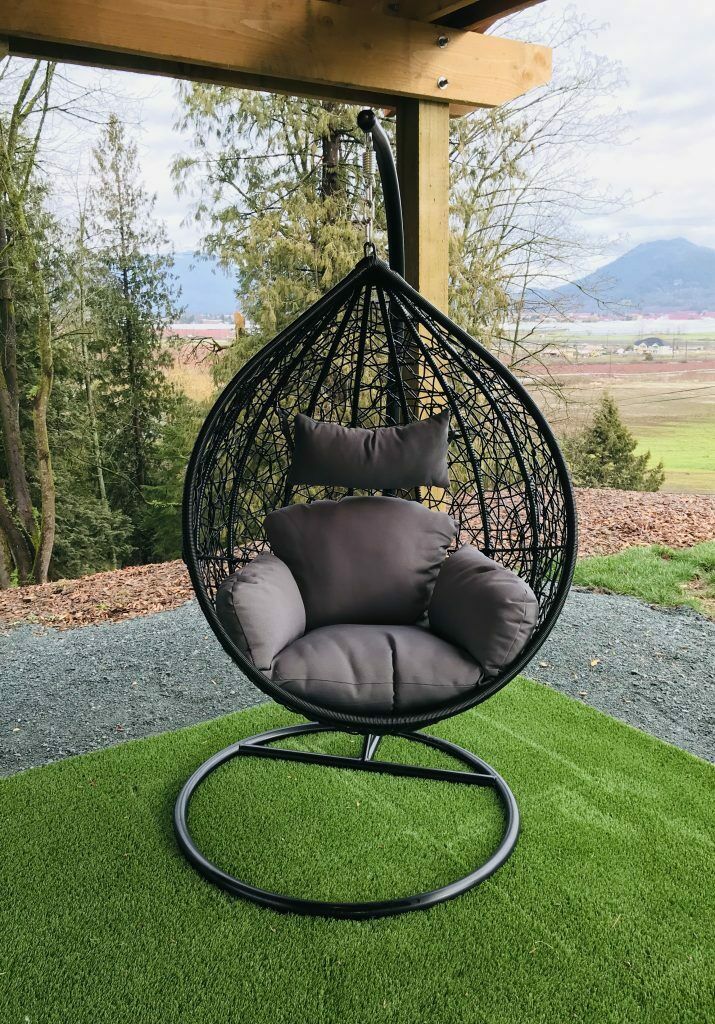 Nuova Sedia a Dondolo da Esterno, Poltrona Sospesa a Forma di Uovo con Supporto in Metallo, Sedia Sospesa in Vimini e Rattan per Giardino e Interni