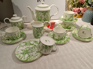 Ensemble de tasses à café et soucoupes en céramique blanche à bord doré, 15 pièces, prix de gros, en porcelaine - Product Image 5