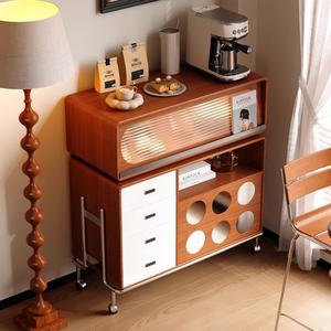 Vintage Style Solid Wood Bar Cabinet With Drawers And Shelves Multifunctional Storage <b>Sideboard</b> For Small Apartment Home Bar - Product Image 2