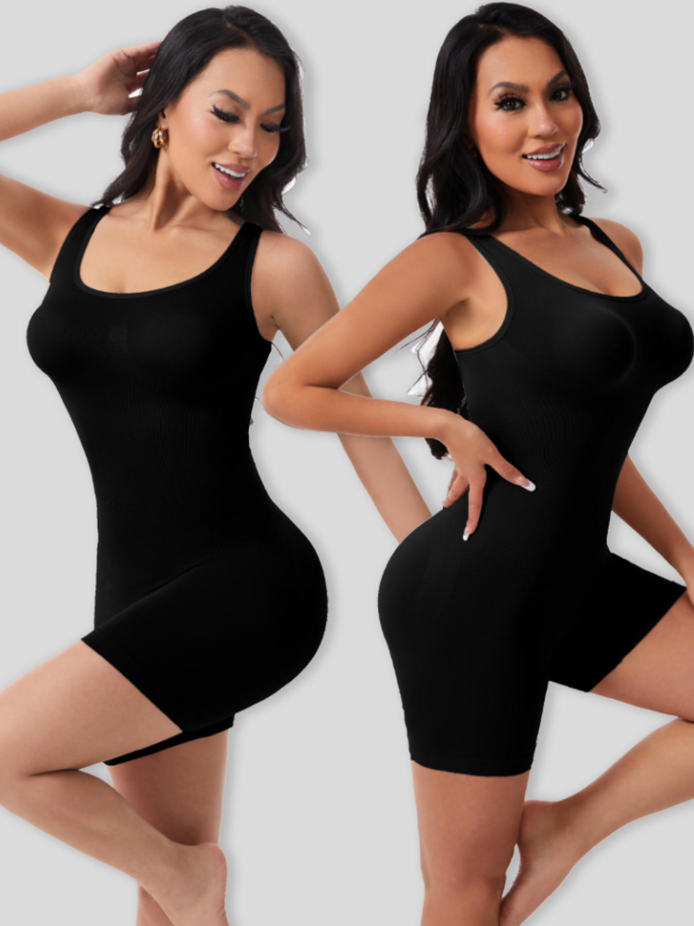 Tummy-Control Shapewear Bodysuit (3029): side profile showing zones and edge stability