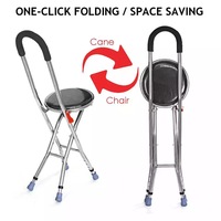 Canne de marche d'extérieur en acier inoxydable, bâton de marche pliable avec chaise pour personnes âgées