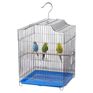 Cage à oiseaux suspendue en fil métallique, Cage d'élevage pour petits oiseaux, Cage pour perruches avec support roulant