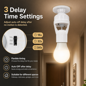 Portalámparas E27 con Sensor de Movimiento por Radar, Enchufe Inteligente Automático con Tiempo de Retardo Ajustable y Sensor de Luz, Portalámparas E27 Duradero b2b - Product Image 4